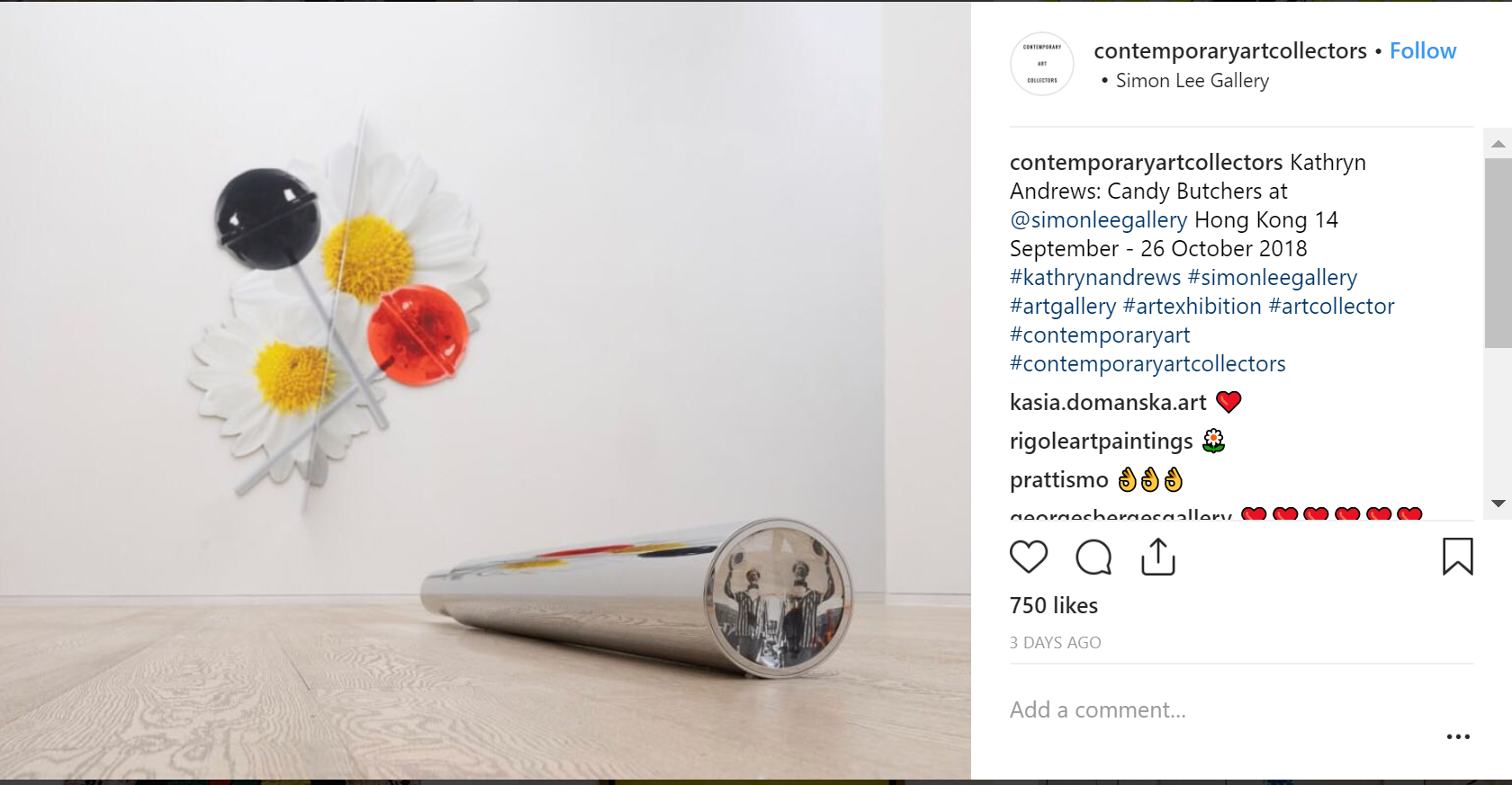 Instagram artist conemporary account